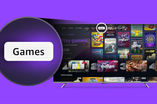 La pestaña Juegos de Prime Video muestra el catálogo de Amazon Luna en un televisor