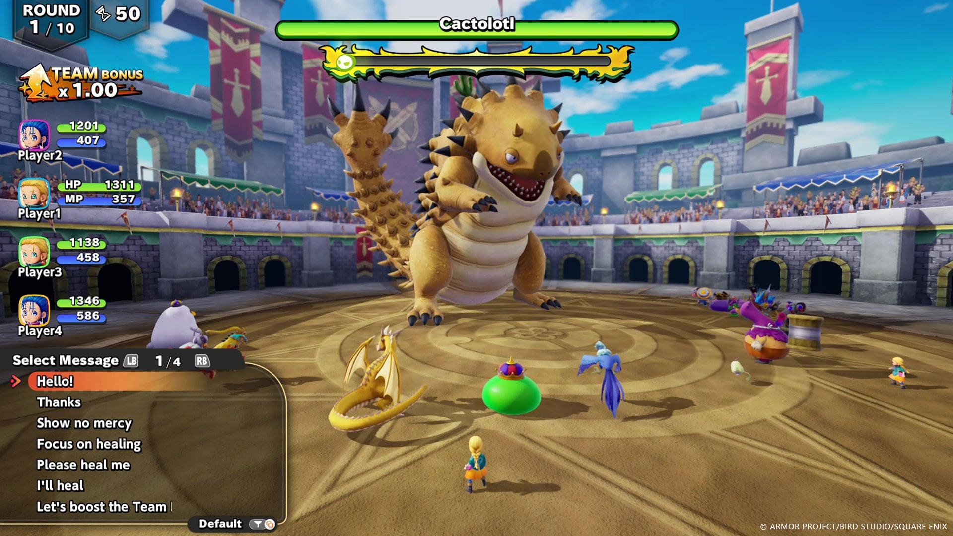Un gran monstruo espera en la arena de Dragon Quest Monsters The Withered World