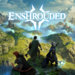 Varios aventureros contemplan el mundo montañoso de Enshrouded