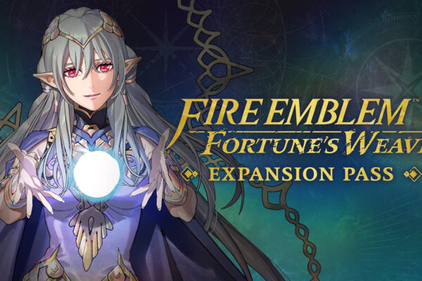 Una protagonista de Fire Emblem Fortune’s Weave junto al título de su pase de expansión