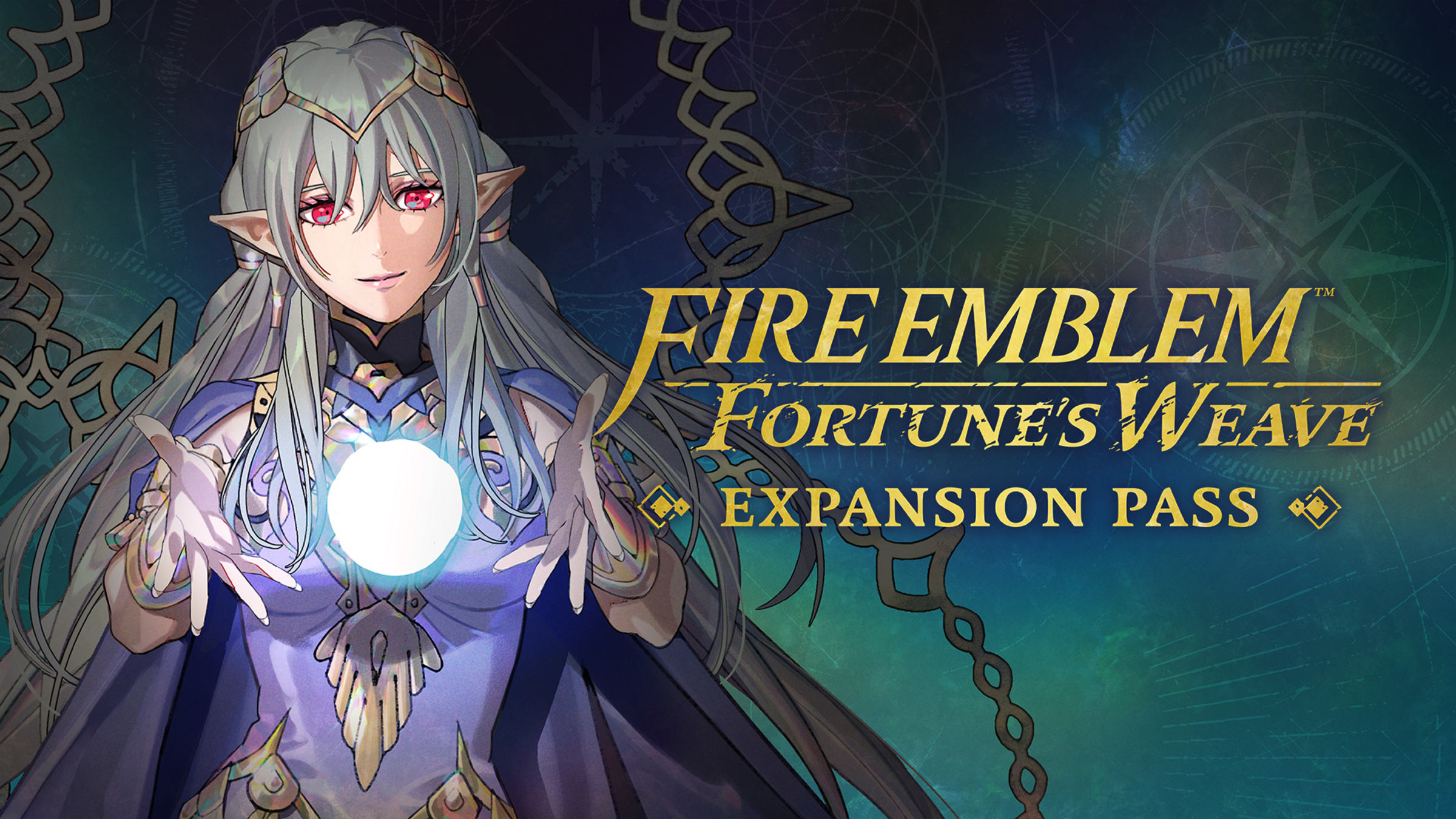 Una protagonista de Fire Emblem Fortune’s Weave junto al título de su pase de expansión