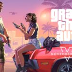 Jason y Lucia junto a un coche en el arte de lanzamiento de Grand Theft Auto VI
