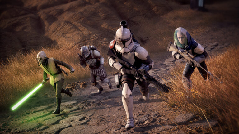 El escuadrón de Star Wars Zero Company avanza por un terreno rocoso