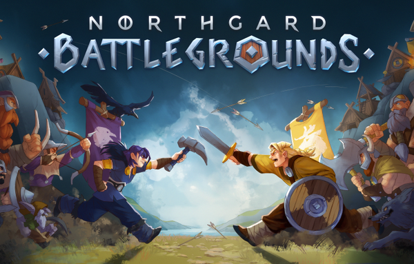 Dos clanes vikingos se enfrentan bajo el logotipo de Northgard Battlegrounds.