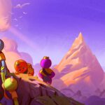 Un grupo de exploradores contempla las montañas de PEAK al atardecer