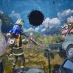 Un personaje armado en un escenario exterior de LET IT DIE: INFERNO