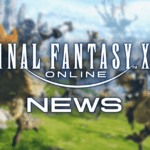 Logotipo de Final Fantasy XIV Online sobre un paisaje del juego