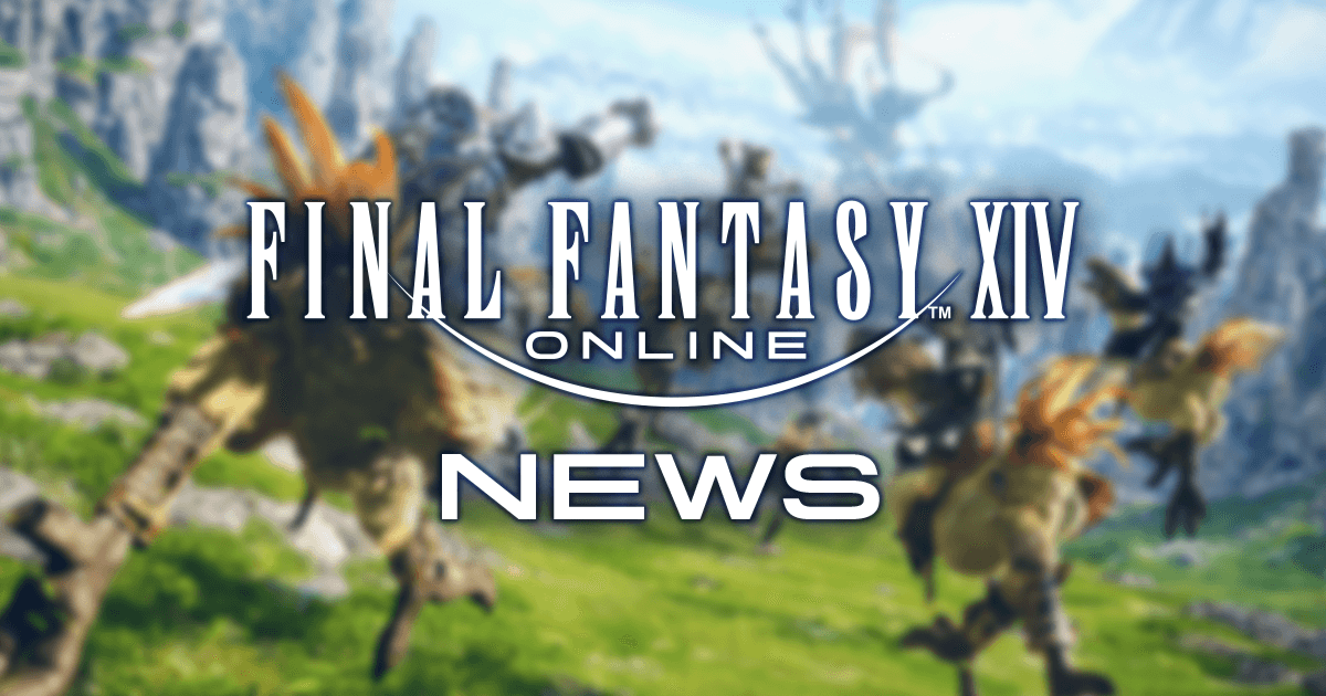 Logotipo de Final Fantasy XIV Online sobre un paisaje del juego