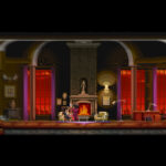 Escena de Katana ZERO en un bar, representada con gráficos de píxeles