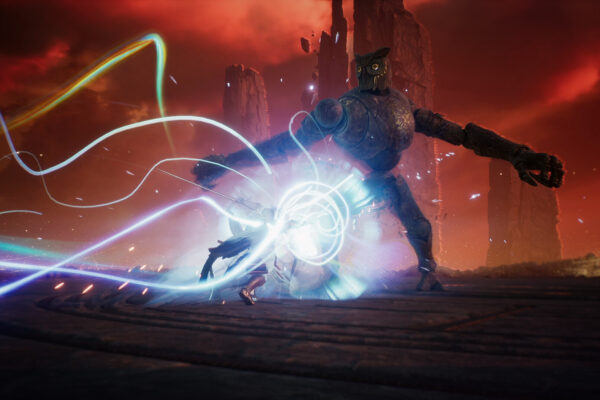 Personajes alados de AION 2 durante un enfrentamiento en el mundo del juego