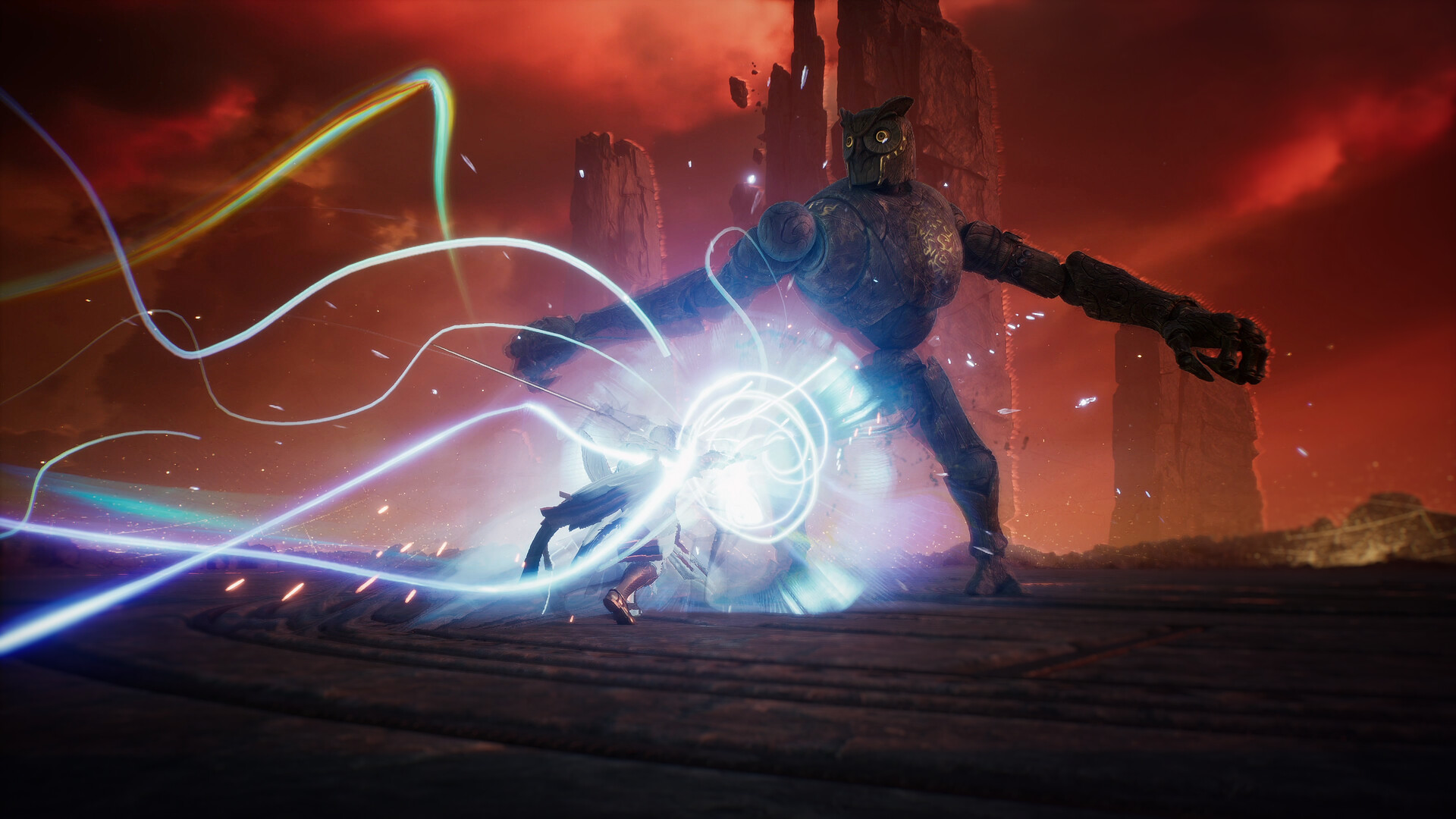 Personajes alados de AION 2 durante un enfrentamiento en el mundo del juego