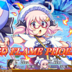 Una luchadora de Brave Dungeon ejecuta la habilidad Red Flame Phoenix durante un combate por turnos