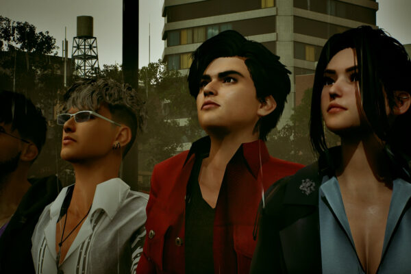 Cuatro personajes de Troublemaker 3 observan juntos una calle de Jayakarta