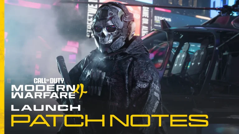 Un operador enmascarado junto a un vehículo en el arte de las notas del parche de lanzamiento de Modern Warfare 4