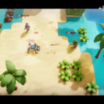 Un grupo de caballeros recorre una zona costera en Scramble Knights Online