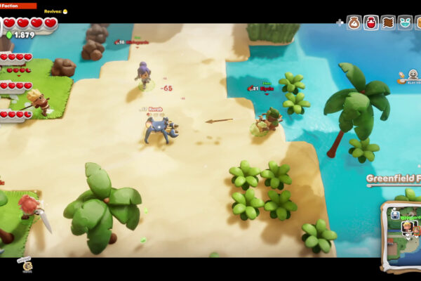 Un grupo de caballeros recorre una zona costera en Scramble Knights Online