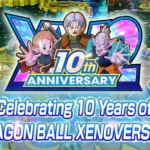 Arte del décimo aniversario de Dragon Ball Xenoverse 2 con Trunks, Fu y la Kaioshin del Tiempo