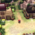 Un pequeño personaje recorre un pueblo de casas de piedra y árboles en Littlelands