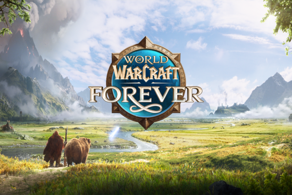 Paisaje de Azeroth con el logotipo de World of Warcraft Forever