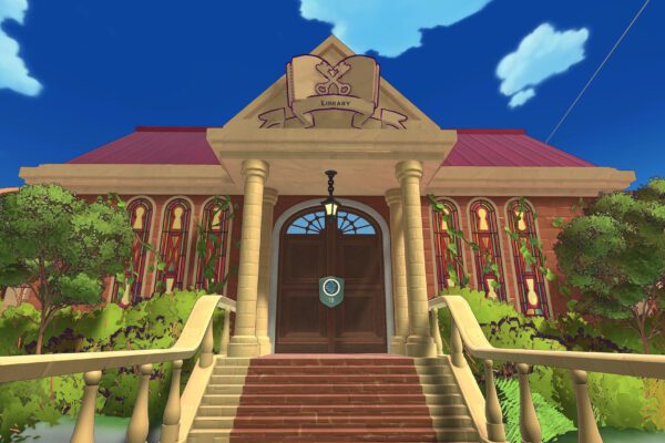 La entrada del campus de Escape Academy 2 Back 2 School