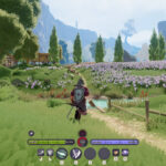 Un aventurero con espada y escudo recorre un sendero entre flores y árboles en Everlast: Undying Tale